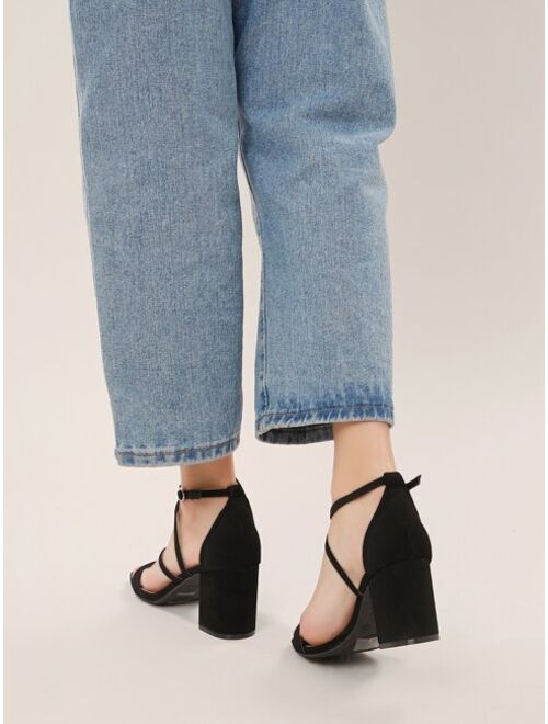 Shein Asymmetric Strappy Open Toe Block Heel Sandals