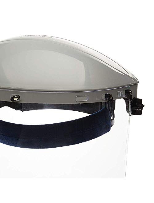 Sellstrom S30120 Advantage Series All-Purpose Face Shield, Clear Polycarbonate Shield, Ratchet Headgear with Grey Comfort Temple Band, (Before Use - Remove Protective Fil