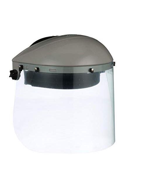 Sellstrom S30120 Advantage Series All-Purpose Face Shield, Clear Polycarbonate Shield, Ratchet Headgear with Grey Comfort Temple Band, (Before Use - Remove Protective Fil