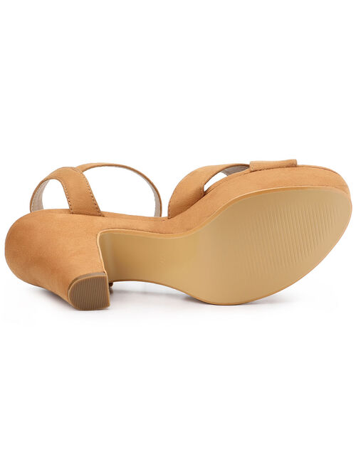 Women's Platform Chunky Heel Slingback Sandals Brown (Size 6)