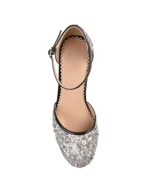 Brinley Co. Women's Sequin Faux Leather Piping Mary Janes