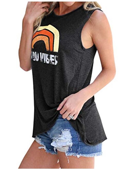 Nlife Women Good Vibes Blouse Hoodies Long Sleeve Casual Tank Tops Graphic Tee Shirt Sweaters for Women