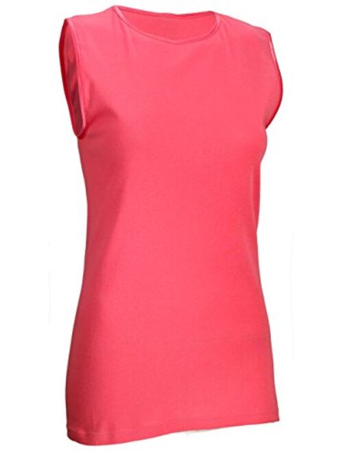 Rosette Womens Sleeveless Undershirt - Cotton High Neck, Full shoulder design