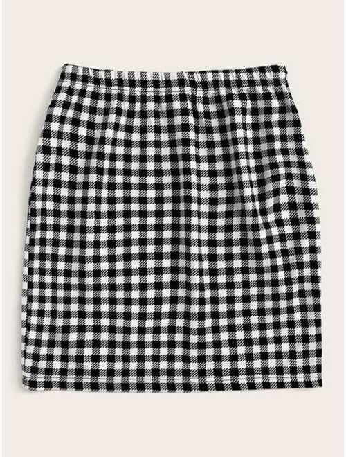 Shein Buffalo Plaid High-Rise Mini Skirt