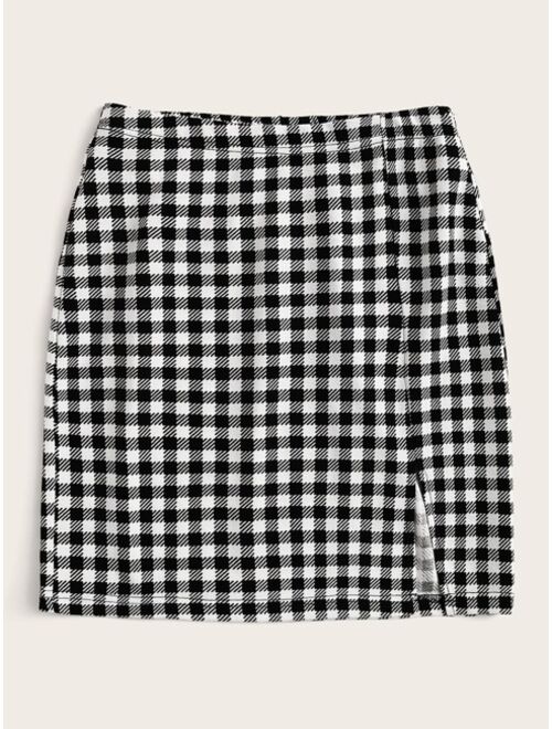 Shein Buffalo Plaid High-Rise Mini Skirt