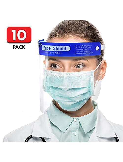 US Stock,Shipping TodaySimsii Face Shields, Clear double side Anti-fog,Thickness 0.25mm, Non-Medical Use Visor, Splashproof Windproof Dustproof, Protect Eyes and Faces, P