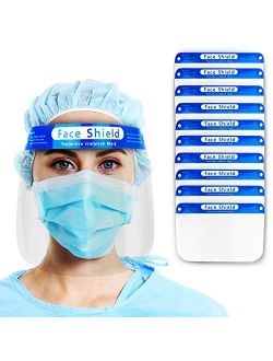 V by Vye | Anti-Fog Face Shields | 10 Pack Corrosion-Resistant Lens, Lightweight Transparent Safety Shield with Adjustable Elastic Band | Face Protector For Men and Women