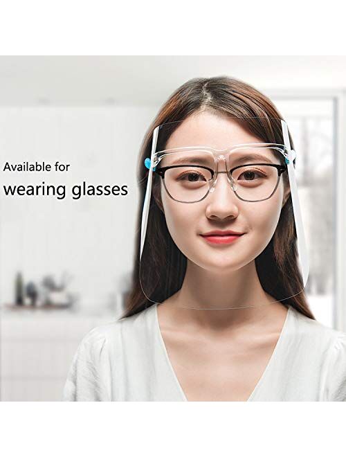 Safety Face Shield Reusable Goggle Shield Wearing Glasses Face Visor Transparent Anti-Fog Layer Protect Eyes from Splash