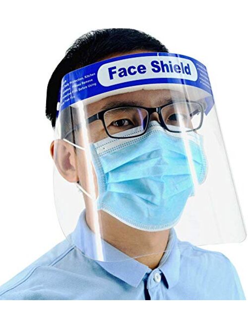 5 Packs Reusable Safety Face Shield with Eye & Head Protection,Transparent Full Face Mask Protective Visor, Anti-Spitting Splash Facial Cover for Women Men (5)