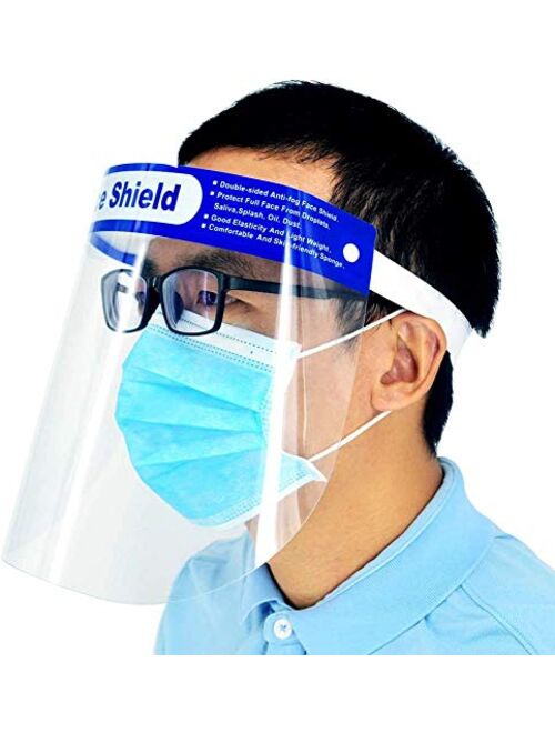 5 Packs Reusable Safety Face Shield with Eye & Head Protection,Transparent Full Face Mask Protective Visor, Anti-Spitting Splash Facial Cover for Women Men (5)