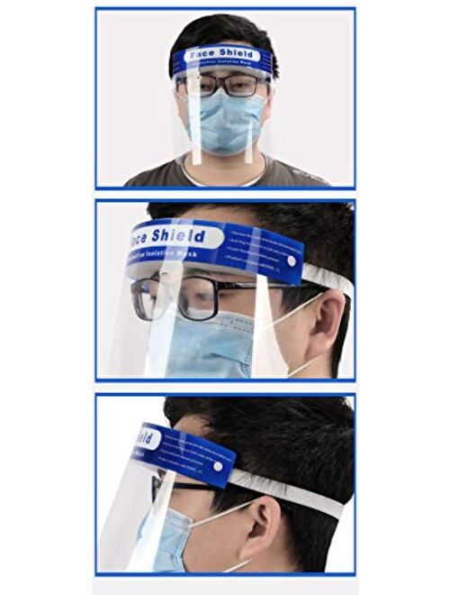 5 PACK Unisex Reusable Safety Face Shield, Adjustable Transparent Full Face Protective Visor with Eye & Head Protection, Anti-Spitting Splash Facial Cover for Women Men (