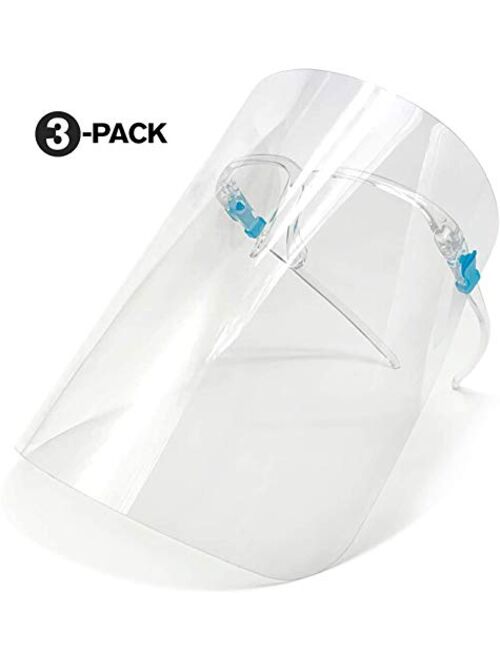 Goggle Shield, 3 Pack Reusable Face Shield Wearing Glasses Face Visor Transparent Anti-Fog Film Protect Eyes and Face