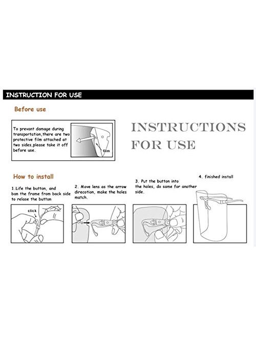 Goggle Shield, 3 Pack Reusable Face Shield Wearing Glasses Face Visor Transparent Anti-Fog Film Protect Eyes and Face
