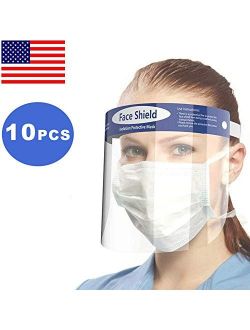 Californiamicroneedle 10 Pack Reusable Safety Face Shield, Transparent Protective Sheild,Anti-Saliva Windproof Dustproof Full Face Cover Hat for All Kind People