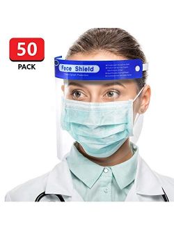 US StockSimsii Safety Face Shields, Clear Anti-fog PET Plastic Visor, Splashproof Windproof Dustproof, Protect Eyes and Faces From Hazards, Pack of 50