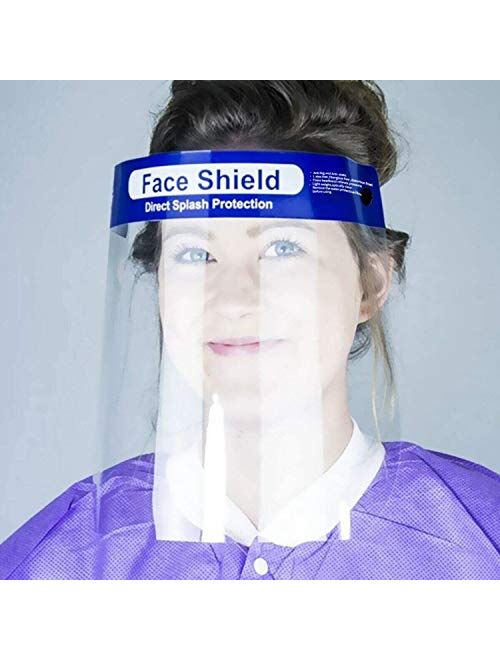 Safety Face Shield Reusable 10 Pcs Anti-Saliva Windproof Dustproof Full Face Protective Hat with Clear Film for Men & Women