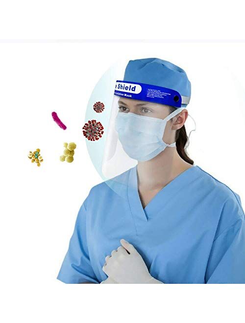 Safety Face Shield Reusable 10 Pcs Anti-Saliva Windproof Dustproof Full Face Protective Hat with Clear Film for Men & Women
