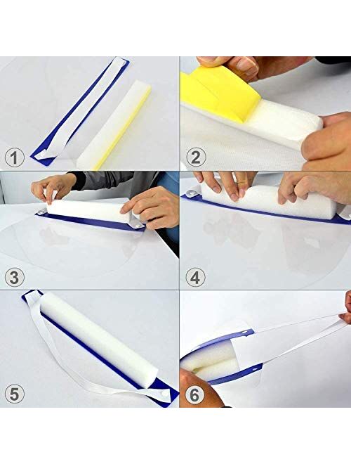 Safety Face Shield Reusable 10 Pcs Anti-Saliva Windproof Dustproof Full Face Protective Hat with Clear Film for Men & Women