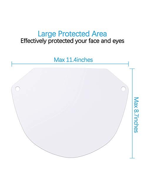 2 Pack Safety Face Cover Reusable Full Face Cover with Elastic Band and 10 Pieces Replaceable Protective Filmsfor Men Women Favors