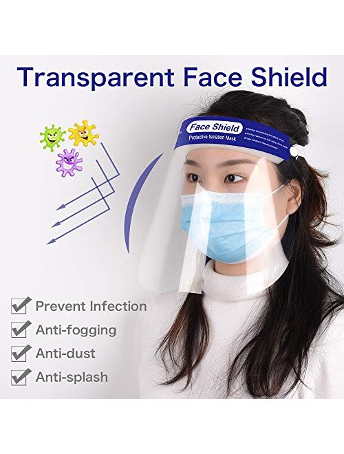 Safety Face Shield with Protective Clear Film Protect Eyes and Face Elastic Band Reusable Full Face Transparent Breathable Visor (5)