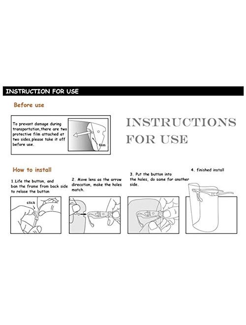 Goggle Shield Pack Reusable Face Shield Wearing Glasses Face Visor Transparent Anti-Fog Film Protect Eyes and Face