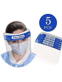 [US STOCK] 5PCS Face Shield Protect Eyes and Full Face, Anti-fog Face Shields with Protective Clear Film, Elastic Band and Comfortable Sponge for Men and Women