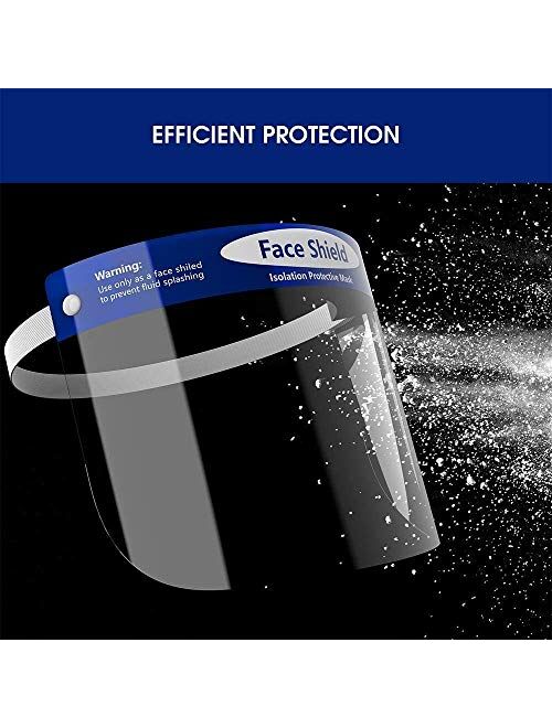 USA Seller FAST Shipping Safety Face Shield All-Round Protection Cap Clear Wide Visor Spitting Anti-Fog Lens, Transparent Shield Elastic Band for Men Women WAREHOUSE OFFI