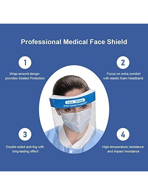 Safety Face Shield, 6 Pack Adjustable Transparent Full Face Protective Visor with Eye & Head Protection, Anti-Spitting Splash Facial Cover for Women/Men