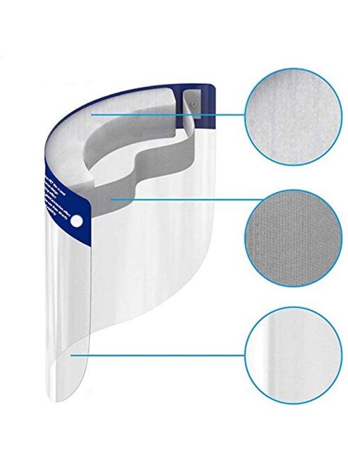 12 Pcs Safety Face Shield Reusable Full Face Transparent Breathable Visor Windproof Dustproof Hat Shield Protect Eyes And Face With Protective Clear Film Elastic Band