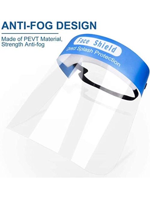 eProda Safety Face Shield, Protective Reusable Face Visor with Clear Film, Adjustable Band and Sponge against Splash 10pcs Daily Face Cover For Men Women