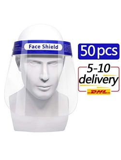 50 Pcs Safety Face Shields for grinding anti-spitting Reusable Full Face Transparent respiratory protection anti-saliva visor anti-fog Shield Protect Eyes And Face With P