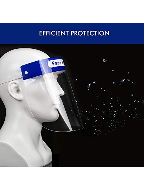 RALMALL Protective Face Shields, 50 Pcs Reusable Safety Face Shields Full Face Isolation for Adults
