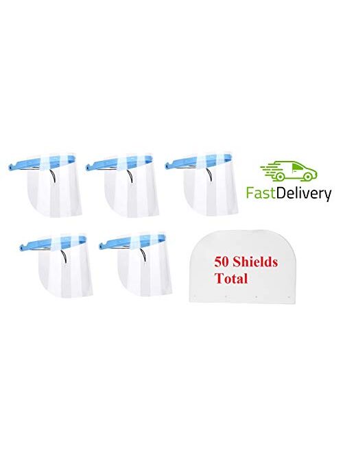 EFK-II Supply USA Fast Delivery Five Sets Adjustable Dental Anti Fog Face Shield with 10 Plastic Protective Film USA Seller