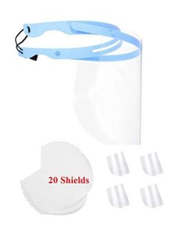 EFK-II Supply USA Fast Delivery Adjustable Dental Anti Fog Face Shield 20 Plastic Protective Films Visors