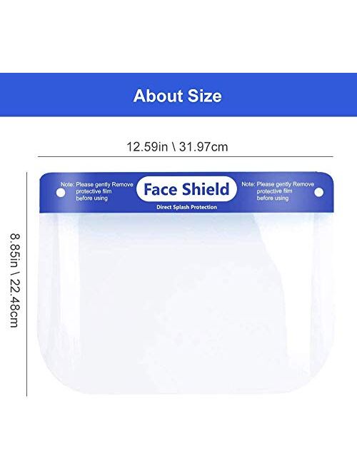 US STOCK100PCS Full Face Shield Protect Eyes and Face with Plastic Protective Clear Film Elastic Band and Comfort Sponge Dental Face Shield for Men Women