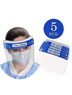 [3-7 DAYS DELIVERY] 5 PCS Plastic Face Shield, Protect Eyes and Face with Full Protective Clear Film, Full Face Shield With Elastic Band and Comfort Sponge for Men & Wome