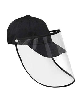 Letusto Safety Shield Baseball Hat with Protective Visor Anti Spitting Splash, Easily Removable for Cleaning and Sanitizing Cap (Black)