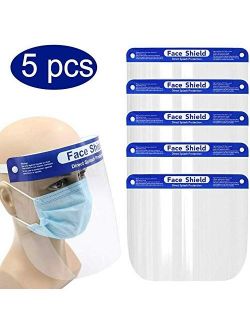 5 PCS USA Seller FAST Shipping Safety Face Shield All-Round Protection Cap Clear Wide Visor Spitting Anti-Fog Lens, Transparent Shield Elastic Band for Men Women WAREHOUS