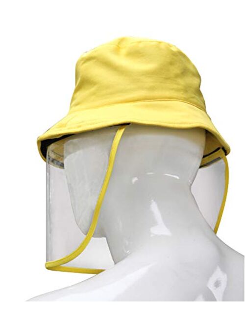 Letusto Protective Facial Mask Safety Face Shield Particulate Respirator Anti Spitting Splash Bucket Hat (Yellow)