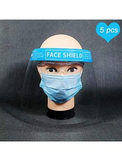 5-Pack Disposable Safety PET Plastic Face Shield Fluid Resistant Anti-Fog Clear Face Shield Full Face Mask Transparent Single Use Mask Visor Protection