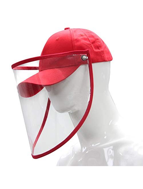 Letusto Safety Shield Baseball Hat with Protective Visor Anti Spitting Splash, Easily Removable for Cleaning and Sanitizing Cap(Red)