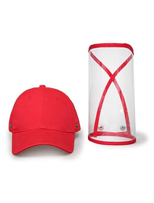 Letusto Safety Shield Baseball Hat with Protective Visor Anti Spitting Splash, Easily Removable for Cleaning and Sanitizing Cap(Red)