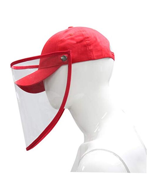 Letusto Safety Shield Baseball Hat with Protective Visor Anti Spitting Splash, Easily Removable for Cleaning and Sanitizing Cap(Red)