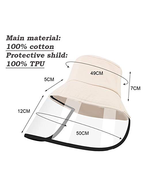 Kids Hat with Protective Face Shield, Anti Spitting Protective Fisherman Cap with Clear Facial Shield Windproof Dustproof Sand proof