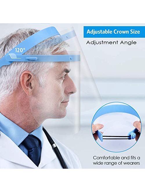 EFK-II Supply Fast US Delivery Adjustable Dental Face Shield 1 head band 15 Shields Replacement Protective Film Visor