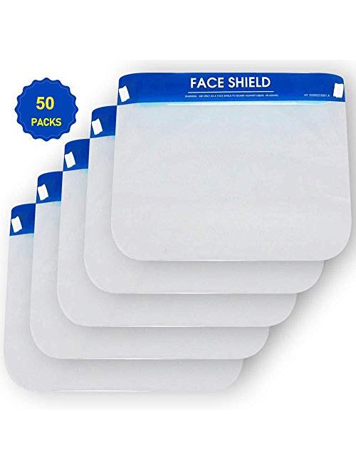 YUN JIN Face Shield Anti-Fog Medical Protect Eyes and Face with Protective Clear Film Elastic Band and Comfort Sponge (50)