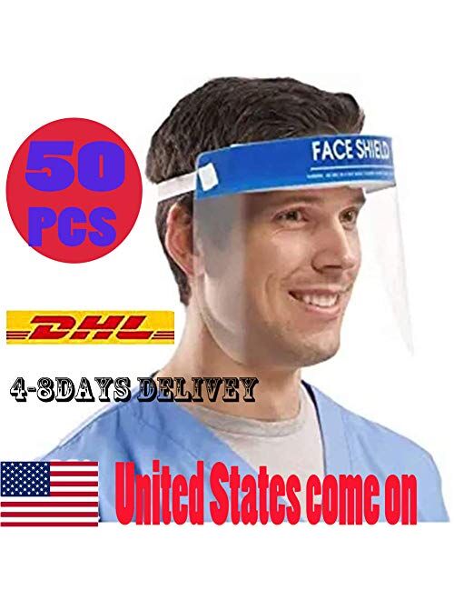 50/Pack Disposable Safety Face Shield Fluid Resistant Full Face Visor Protection