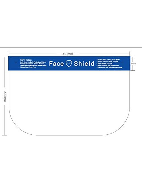 50/Pack Disposable Safety Face Shield Fluid Resistant Full Face Visor Protection
