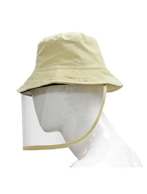 Letusto Protective Facial Mask Safety Face Shield Particulate Respirator Anti Spitting Splash Bucket Hat (Beige)