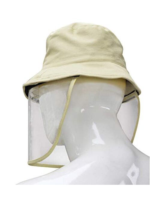 Letusto Protective Facial Mask Safety Face Shield Particulate Respirator Anti Spitting Splash Bucket Hat (Beige)